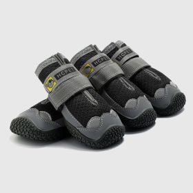 Pet Non-Skid Booties, Waterproof Socks Breathable Non-Slip with 3m Reflective Adjustable Strap Small to Large Size (4PCS/Set) Paw Protector (Color: Black, size: s)