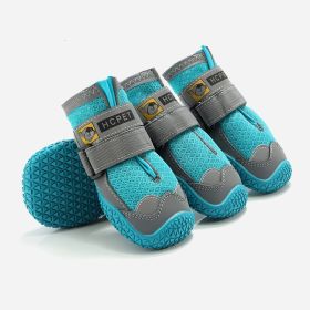 Pet Non-Skid Booties, Waterproof Socks Breathable Non-Slip with 3m Reflective Adjustable Strap Small to Large Size (4PCS/Set) Paw Protector (Color: Blue, size: l)